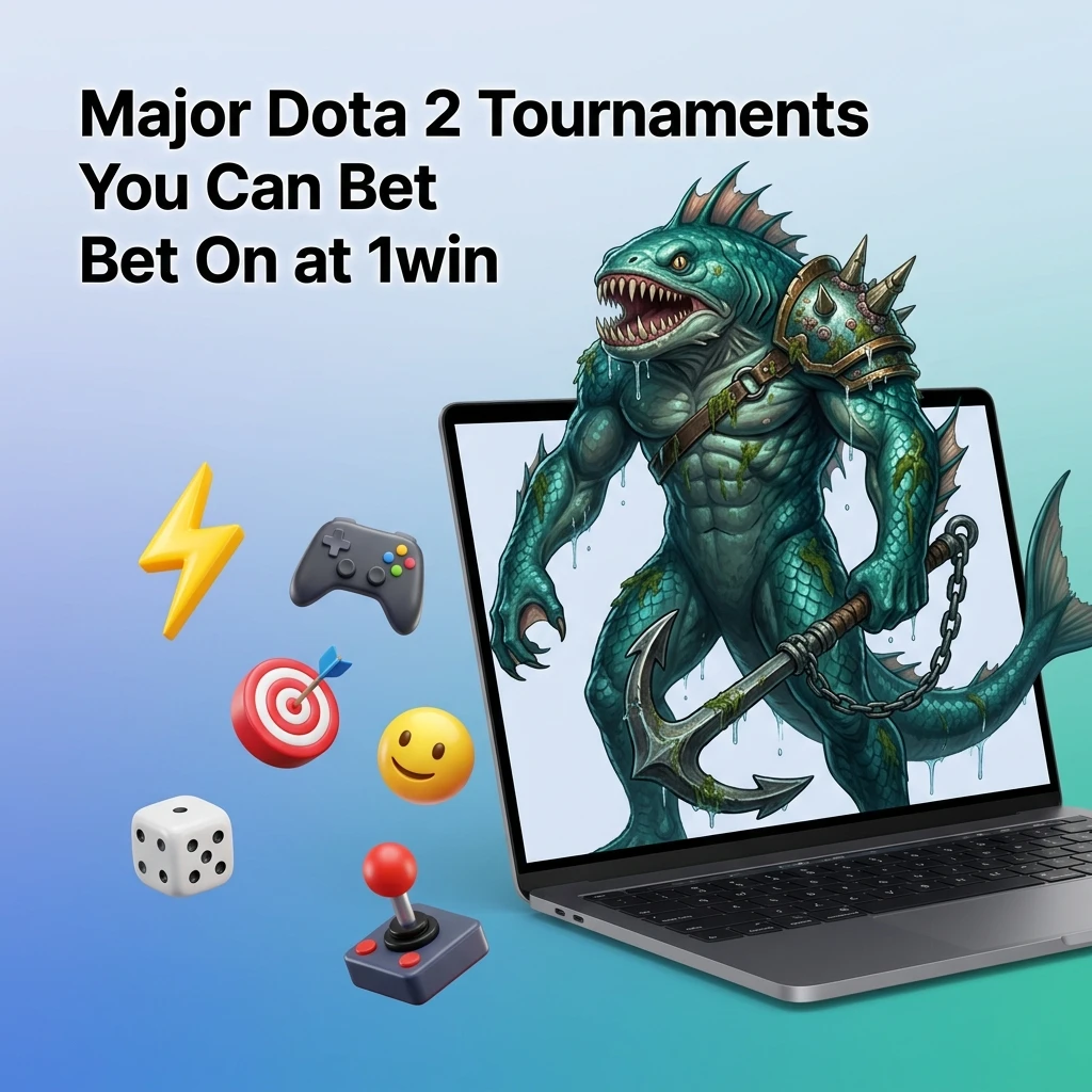 Major Dota 2 tournaments available for betting at 1win including The International, ESL One, PGL Majors, and EWC events