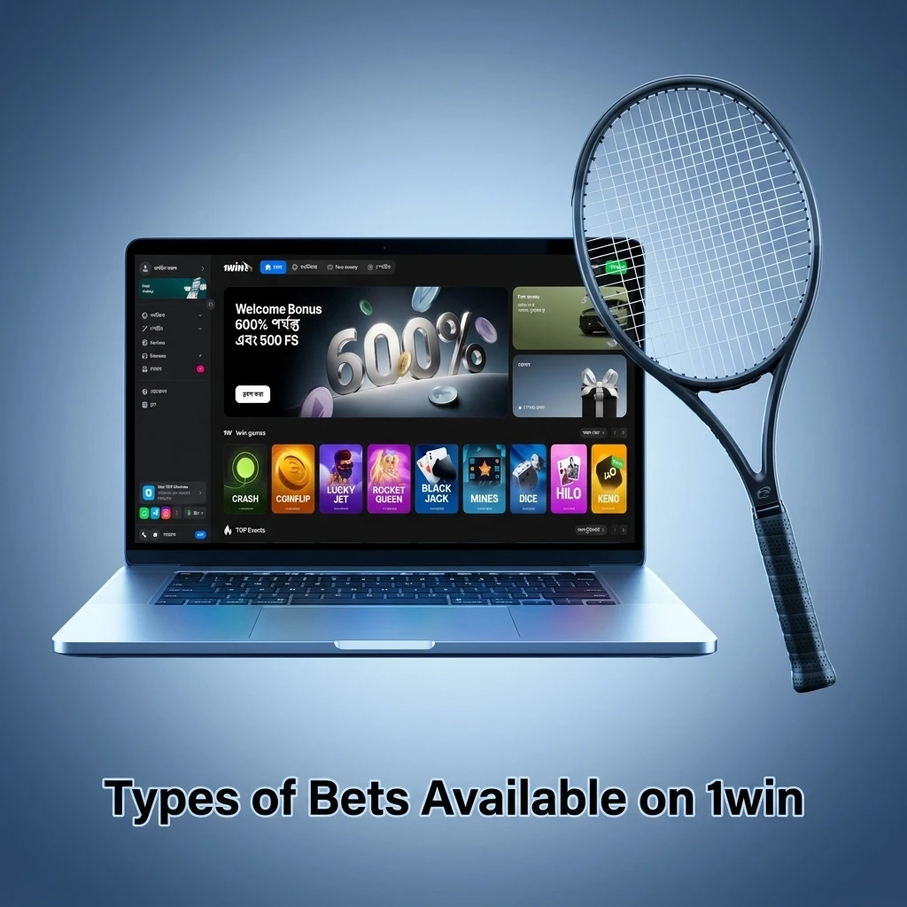 Diagram showing types of bets on 1win including Single, Express Parlay, and System bet formats explained