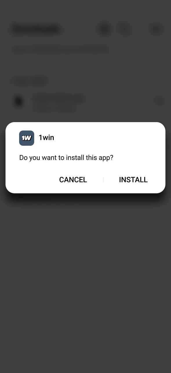 Confirm 1Win app installation on your mobile settings.