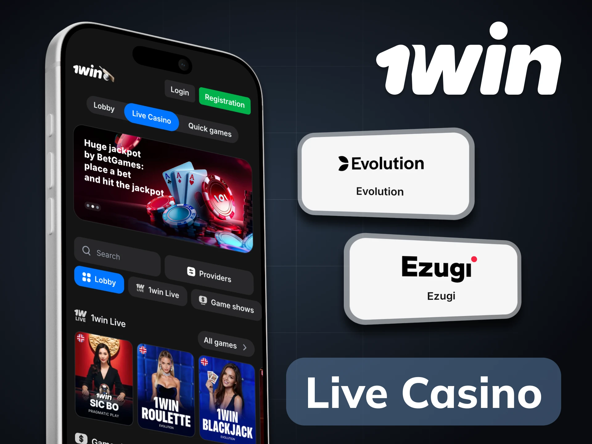 1Win live casino offers lots of games directly on the app.