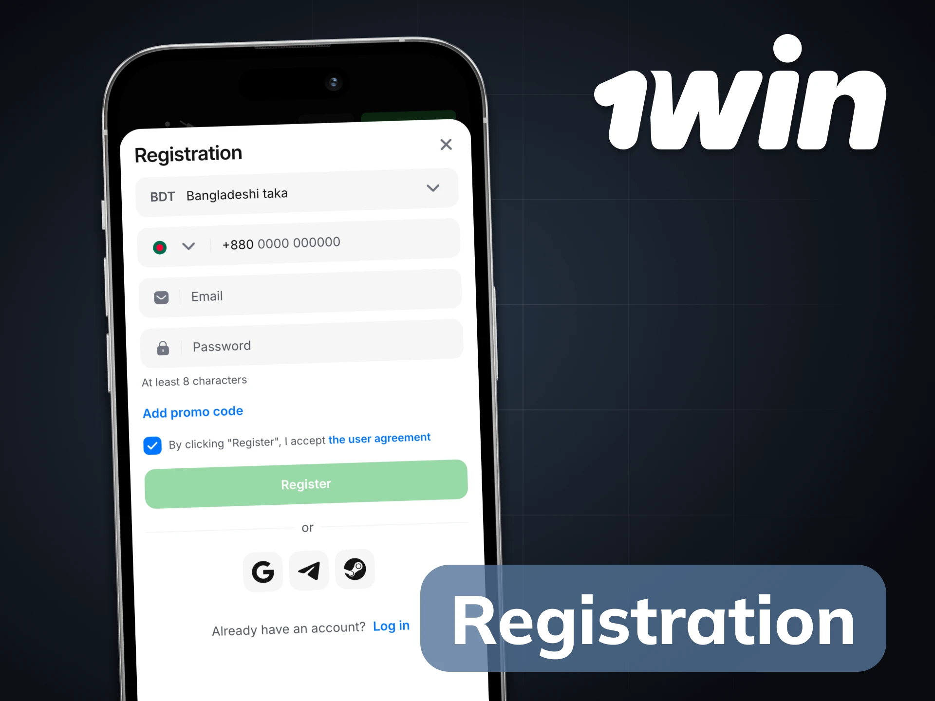 Learn how to register through 1Win application.