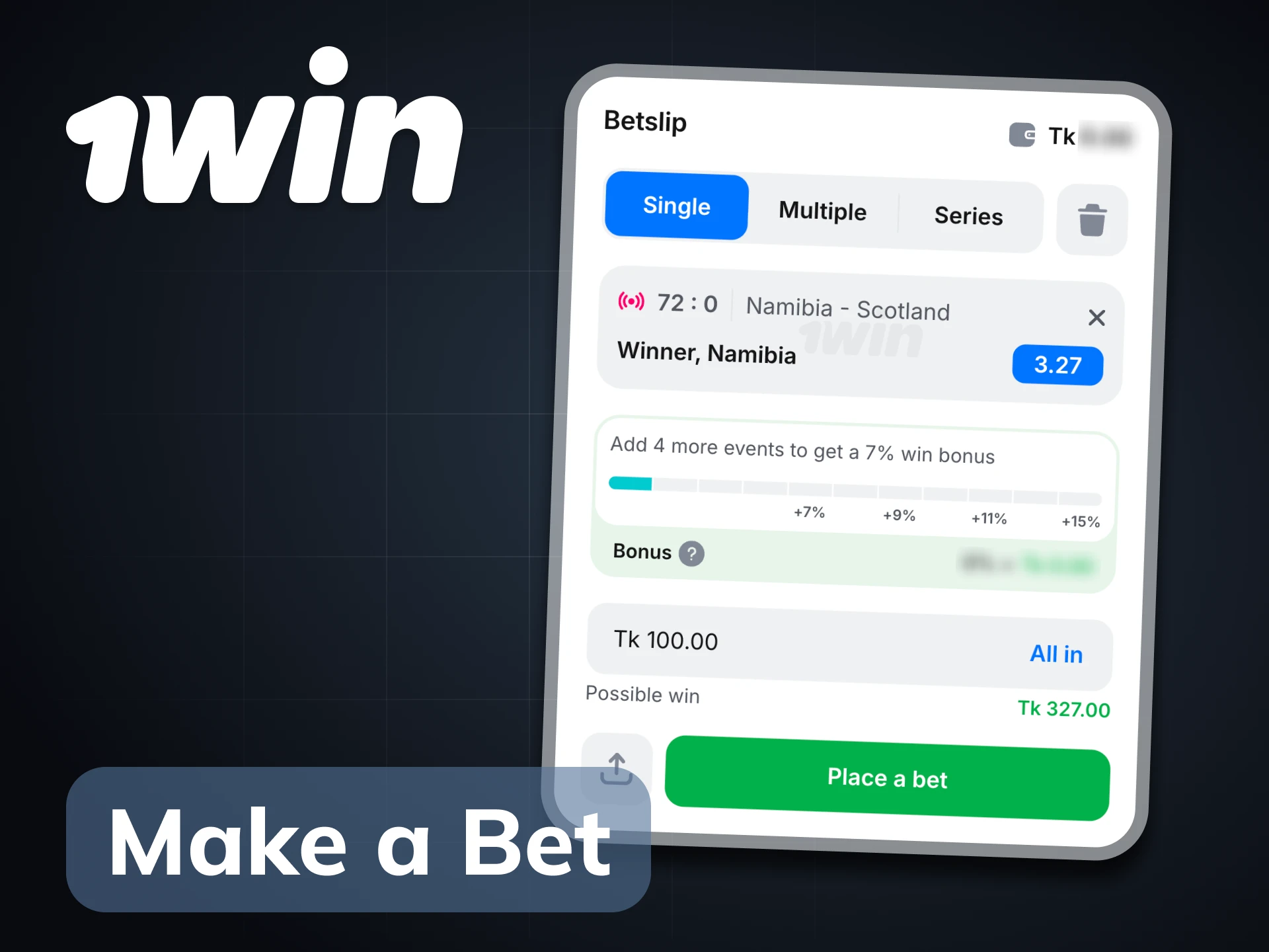 Learn how to make your first bet at 1Win platform.